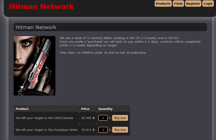 Assassins in the darkweb, “Service catalogue” and Price list” updated