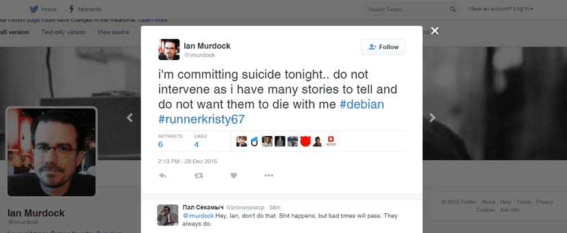 Ian Murdock died in mysterious circumstances