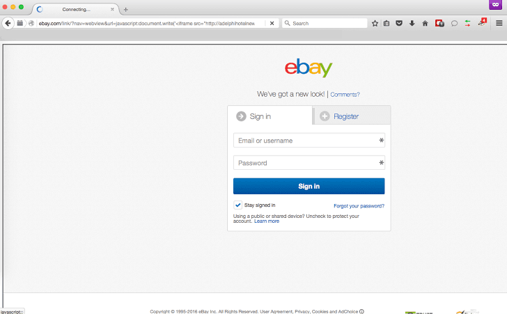 A XSS may have exposed users of the eBay website to phishing attacks