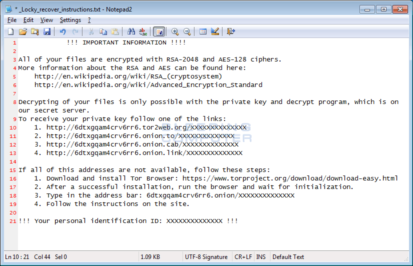 Locky Ransomware uses AES to encrypt Local Files and Unmapped Network Shares
