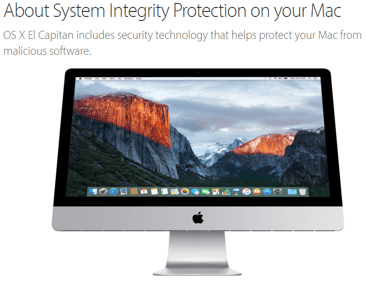 The Apple System Integrity Protection feature bypassed