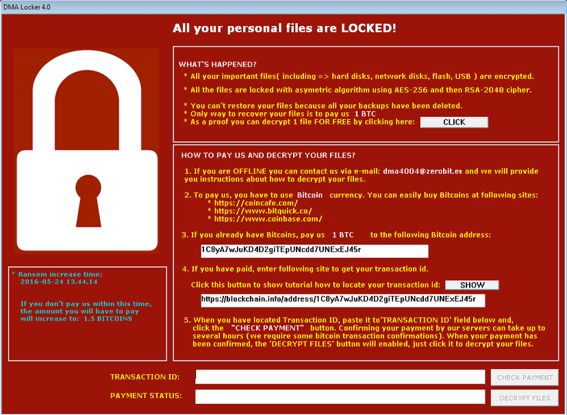 DMA Locker Ransomware has been significantly improved