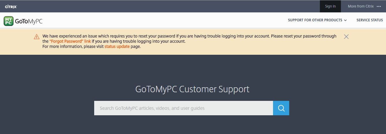 GoToMyPC reset all customer passwords