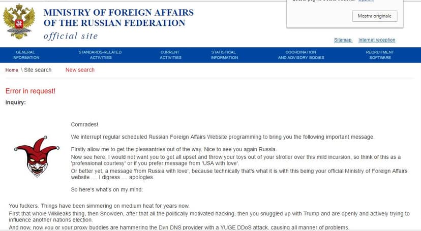 American hacker The Jester defaced a Russian Government website