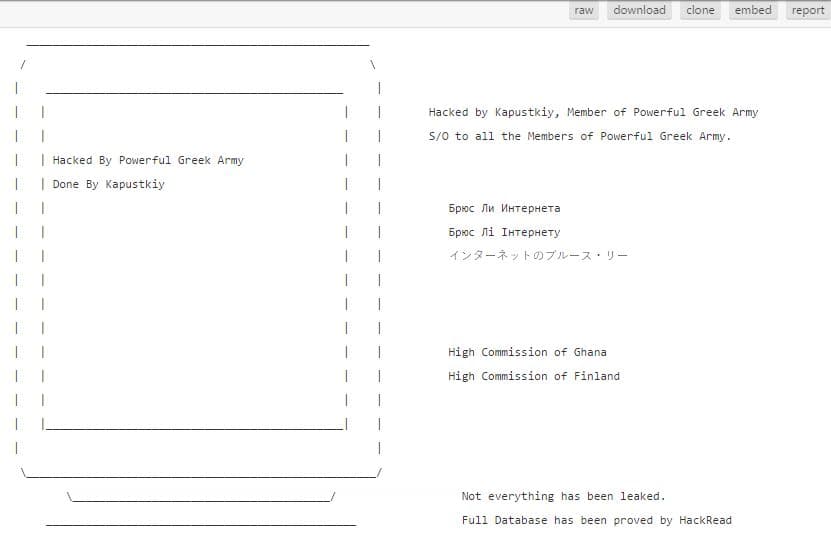 Kapustkiy joins the Powerful Greek Army and hacked High Commission of Ghana & Fiji in India