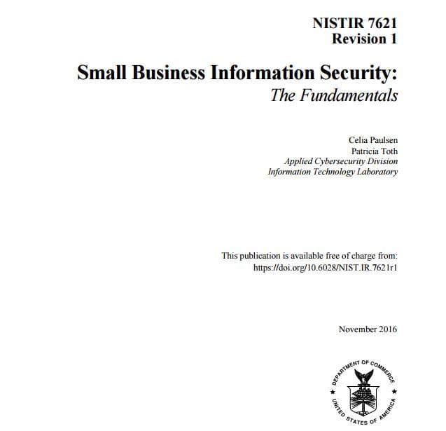 NIST Small Business Information Security guide for Small businesses