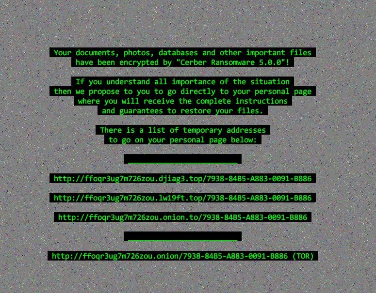 Two versions of the new Cerber 5.0 ransomware released in a few days