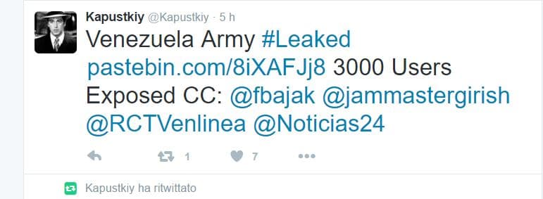 Kapustkiy hacked a website belonging to the Venezuela Army