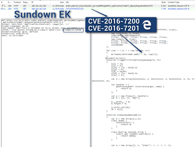 CVE-2016-7200 & CVE-2016-7201 Edge flaws added to the Sundown Exploit Kit