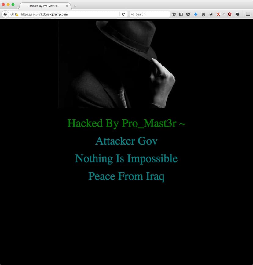 A group of Iraqi hackers called Pro_Mast3r defaced a Trump website