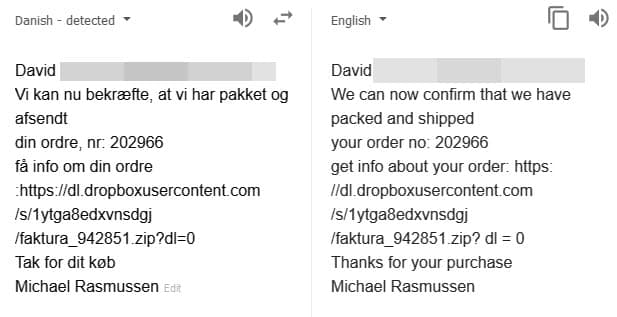 Danish-speaking users hit by malware spread via Dropbox links