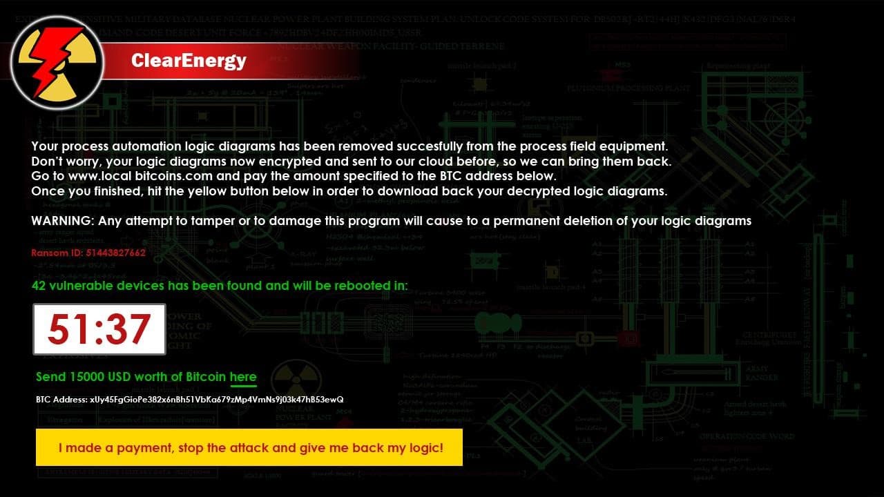 ClearEnergy ransomware aim to destroy process automation logics in critical infrastructure, SCADA and industrial control systems.