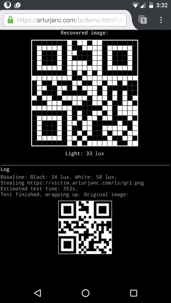Exfiltrating data from laptop and smartphones via ambient light sensors