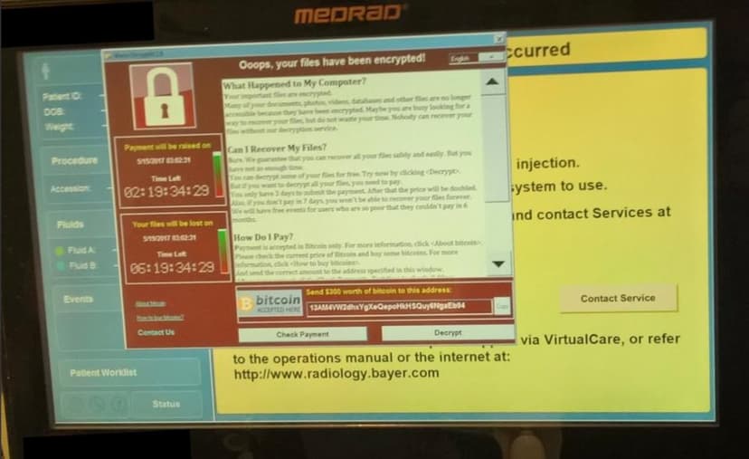 Medical Devices infected by WannaCry Ransomware in US hospitals