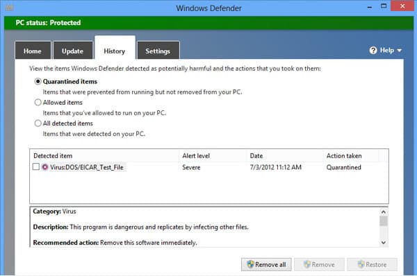 Windows Defender is the first antivirus solution that can run in a sandbox