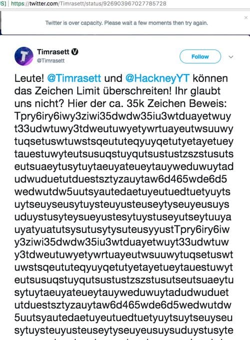 German users exploit a Twitter bug to post 30,000-character tweet