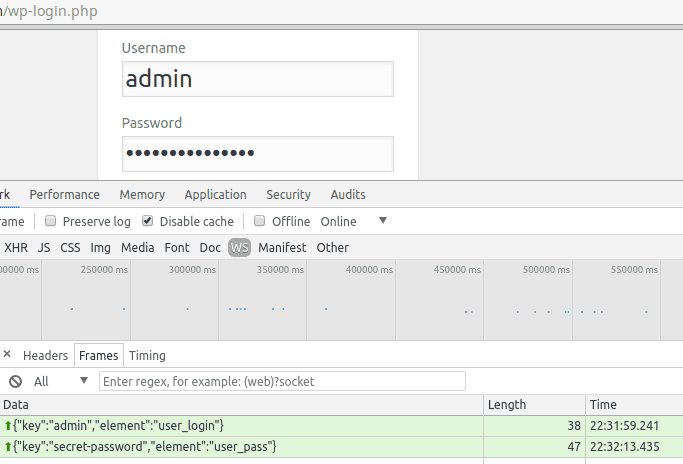 Keylogger script WordPress