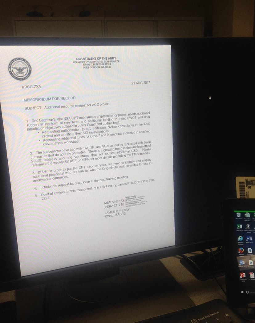 Leaked memo suggest NSA and US Army compromised Tor, I2P, VPNs and want to unmask Monero users