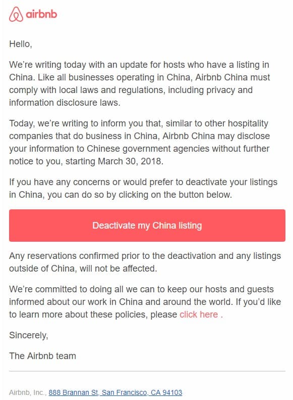 Airbnb China will share hosts information with the government