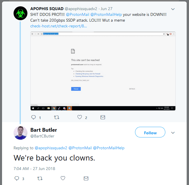 Apophis Squad hacker group is the alleged responsible for the DDoS attack against ProtonMail
