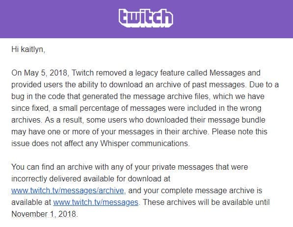 Twitch email