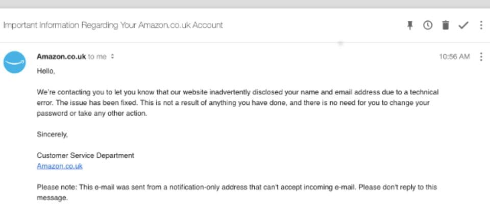 Amazon UK data leak