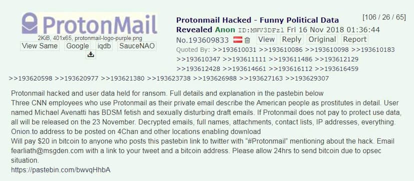 Protonmail hacked? …. No, it is a very strange scam attempt