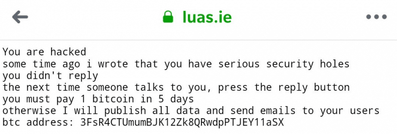 Hackers defaced Dublin Luas website and demand ransom