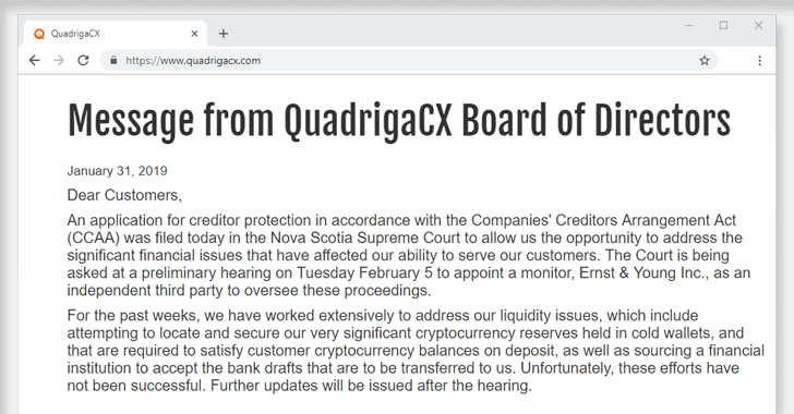 QuadrigaCX exchange lost access to $145 Million funds after founder dies