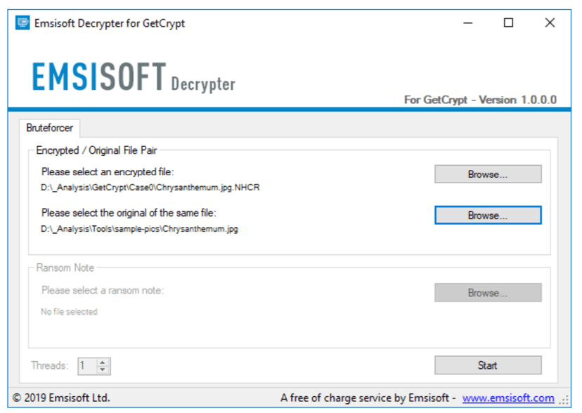 Emsisoft released a free Decrypter for the GetCrypt ransomware
