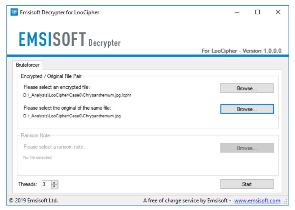 LooCipher decryptor Emsisoft