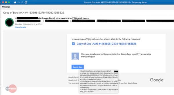 Malspam campaign bypasses secure email gateway using Google Docs