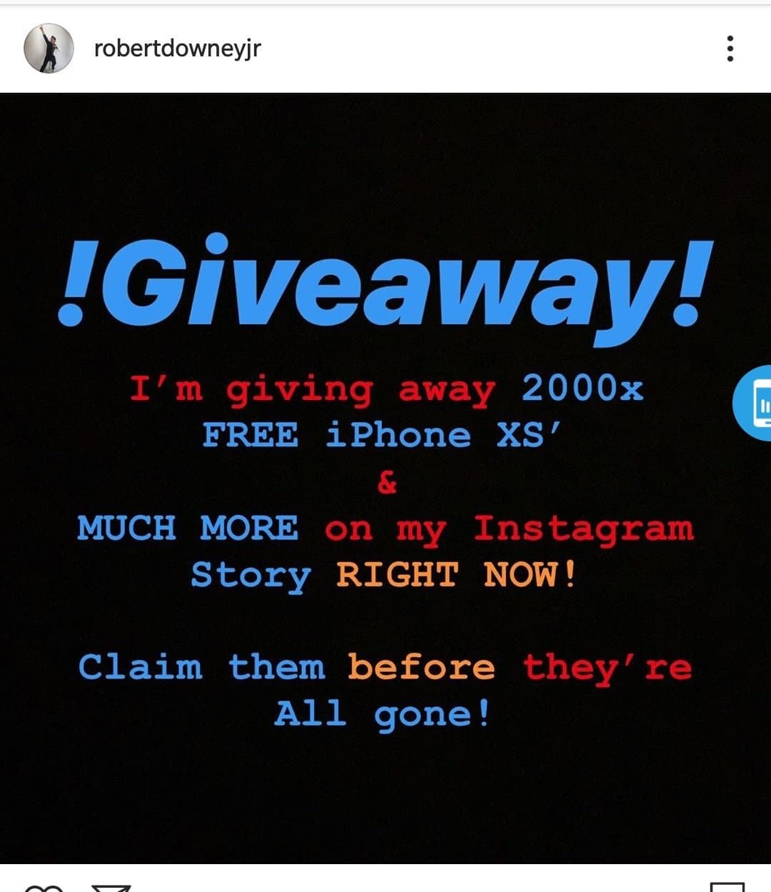 Crooks hacked other celebrity Instagram accounts to push scams Robert Downey Jr hacked
