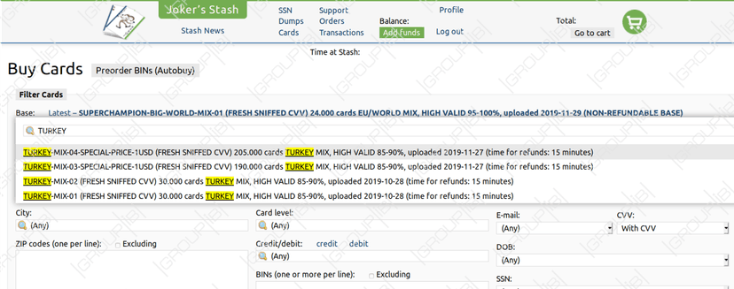 More than 460,000 payment card details offered for sale on a black market