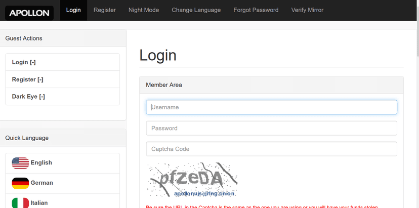 Apollon Darknet market is allegedly pulling an exit scam