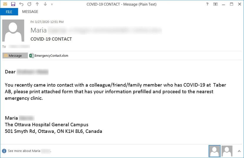 Your colleague was infected with Coronavirus, this is the latest phishing lure