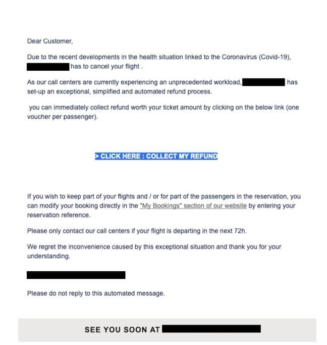 Coronavirus-themed attack: Experts uncovered flight refund scam