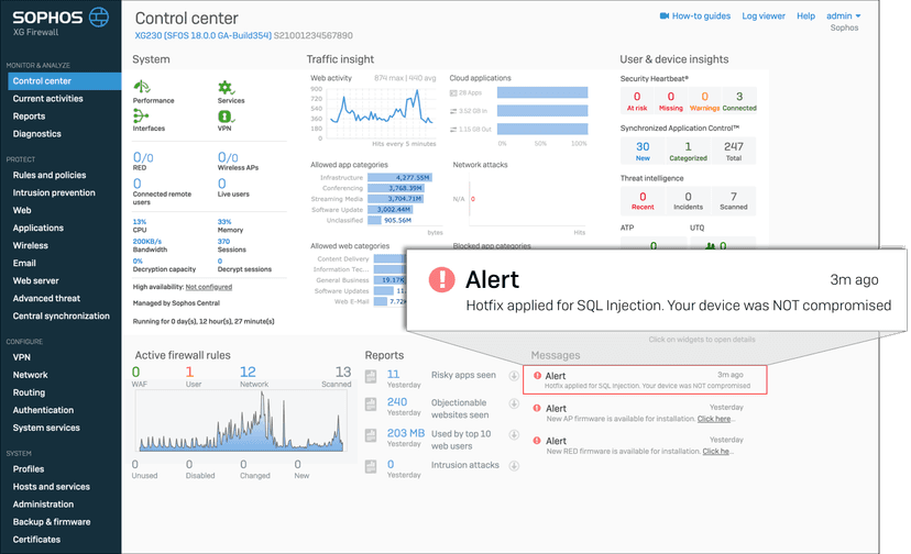 Hackers exploit SQL injection zero-day issue in Sophos firewall