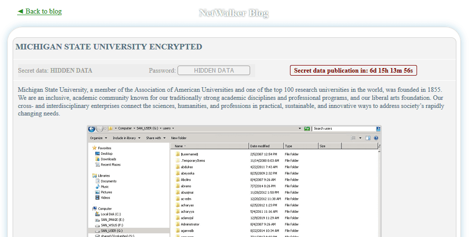 NetWalker ransomware gang threatens to release Michigan State University files