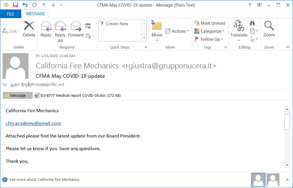 EMOTET malware COVID19