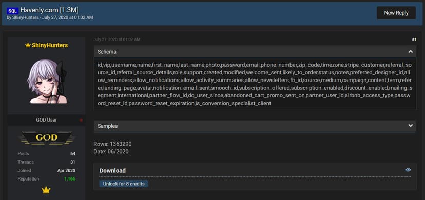 Havenly discloses data breach, 1.3M accounts available online