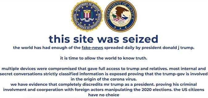 Trump campaign website defaced by scammers