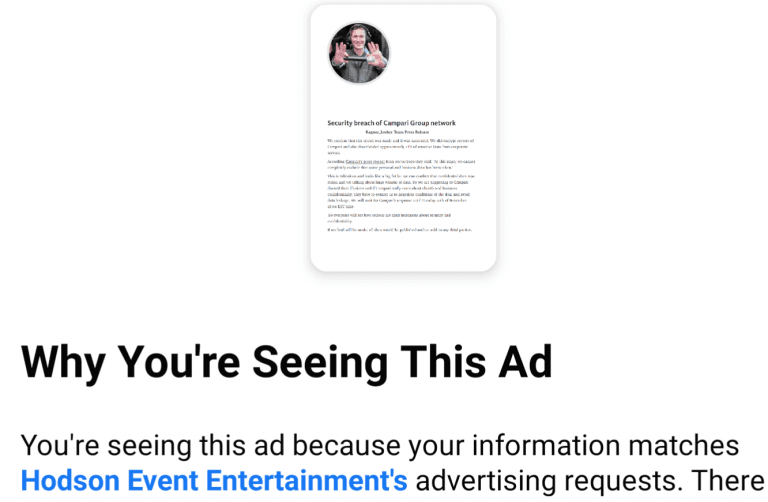 Ragnar Locker ransomware Campari ADS