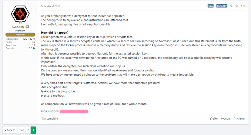 Avaddon ransomware decryptor released, but operators quickly reacted
