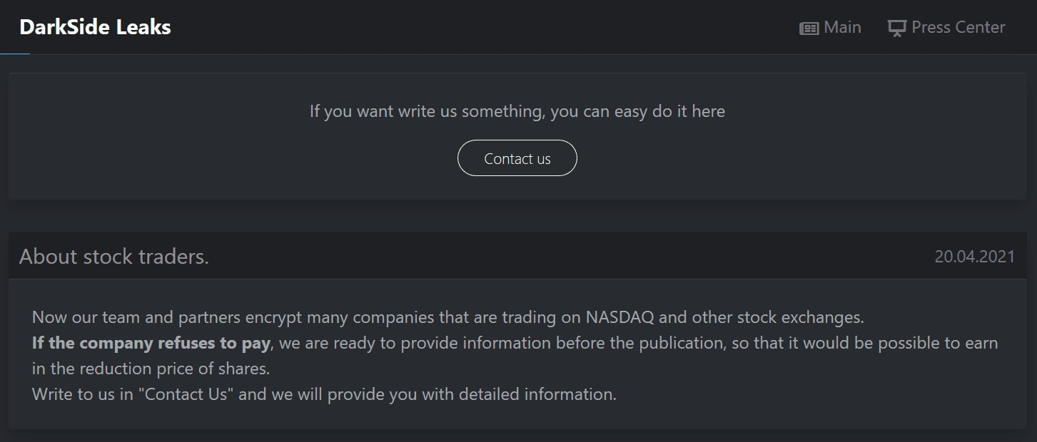 Darkside ransomware