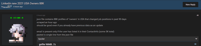 Freshly scraped LinkedIn data of 88,000 US business owners shared online