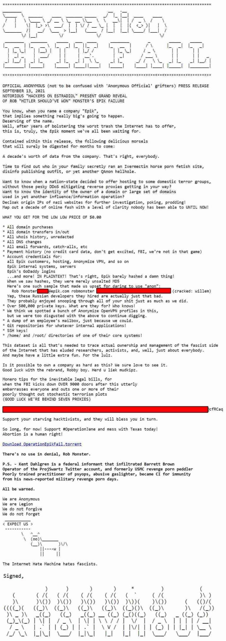 Anonymous hacked the controversial, far-right web host Epik