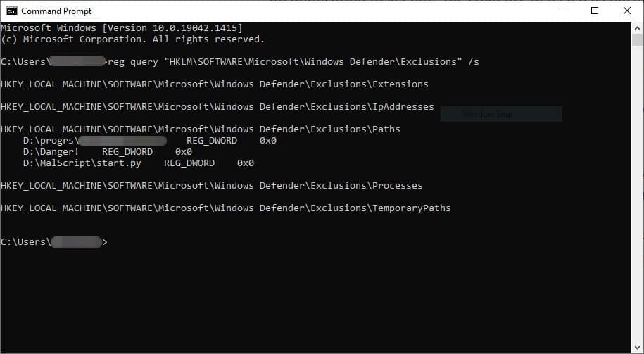 Microsoft Defender exclusion list